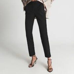Reiss Petite Wool Blend Tapered Suit zipped leg Trousers in Black size 2